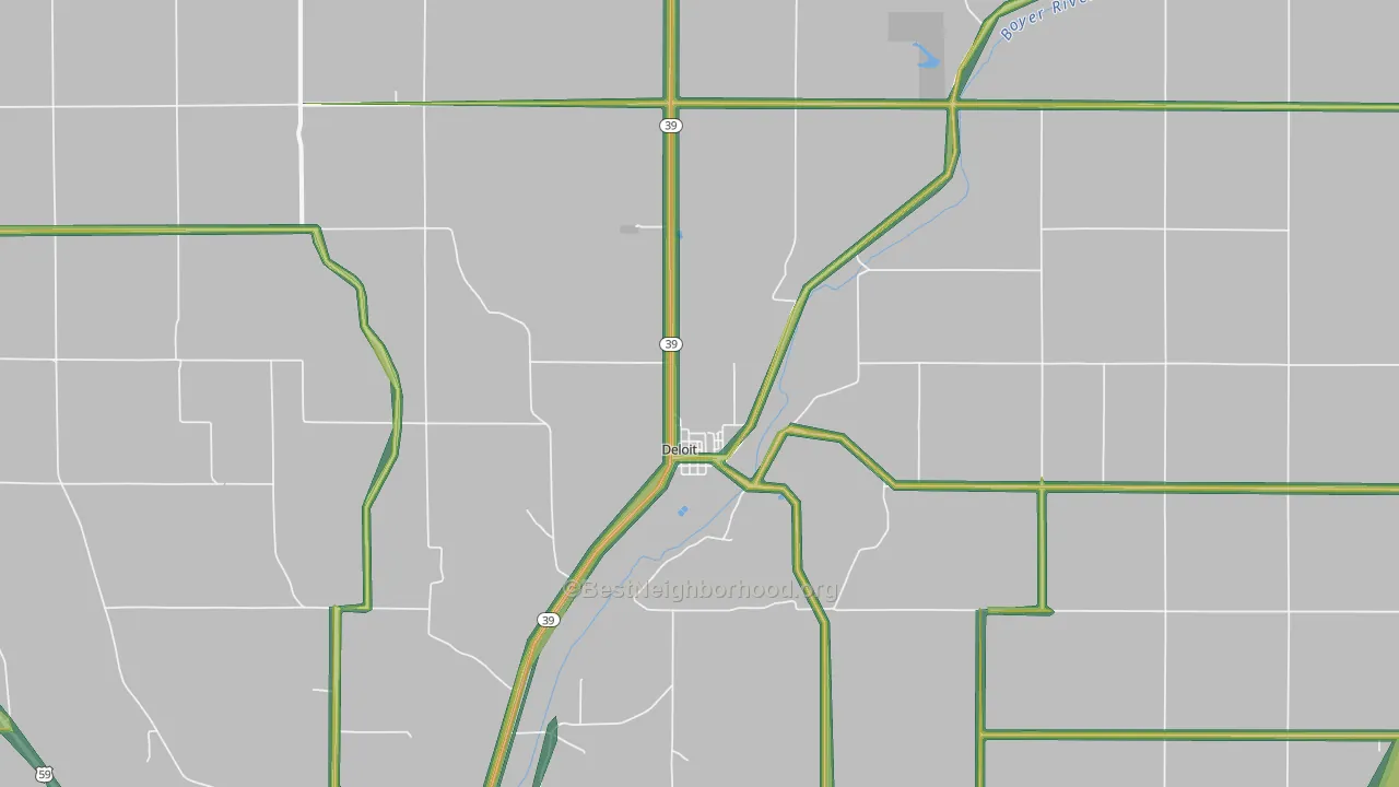 Deloit, IA Map of Noise Levels in Deloit