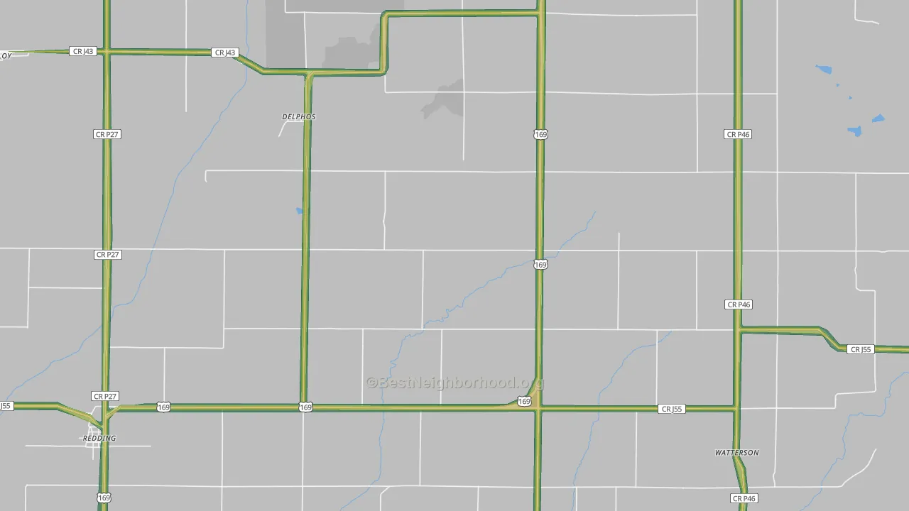 Delphos, IA Map of Noise Levels in Delphos