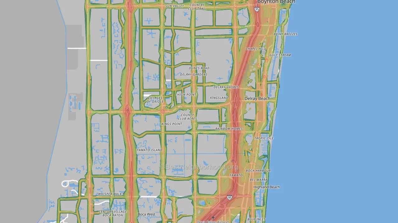 Delray Beach, FL Map of Noise Levels in Delray Beach