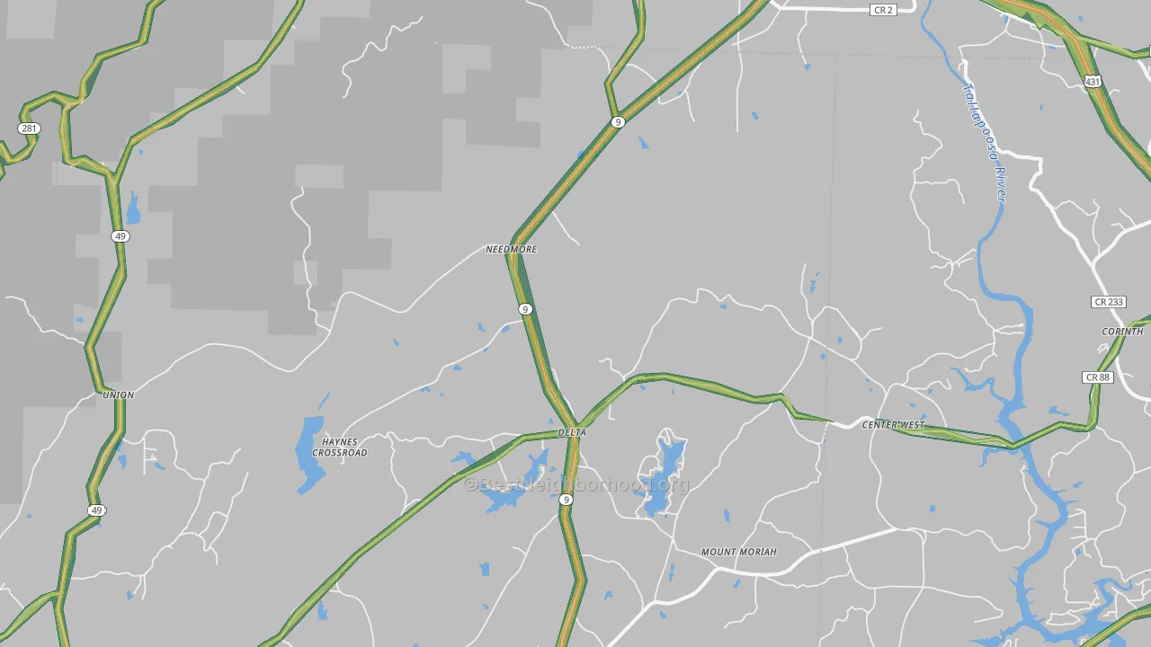 Delta, AL Map of Noise Levels in Delta