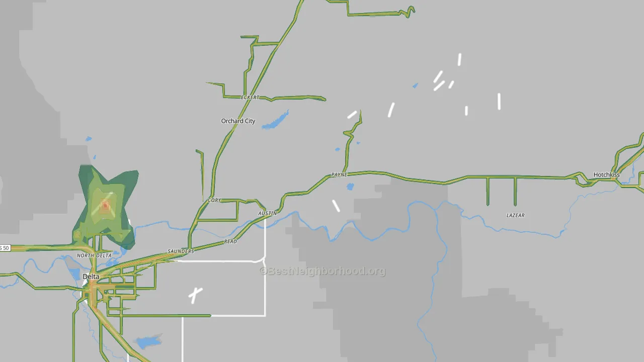 Delta County, CO Map of Noise Levels in Delta County