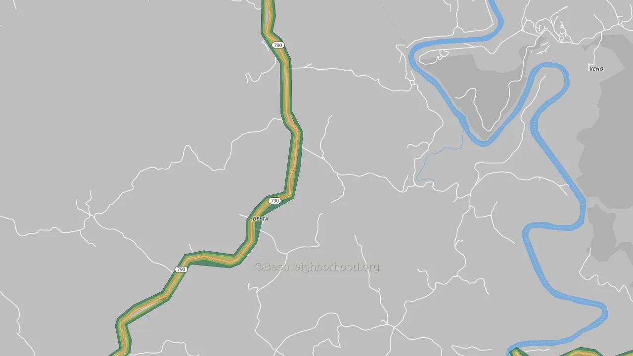 Delta, KY Map of Noise Levels in Delta
