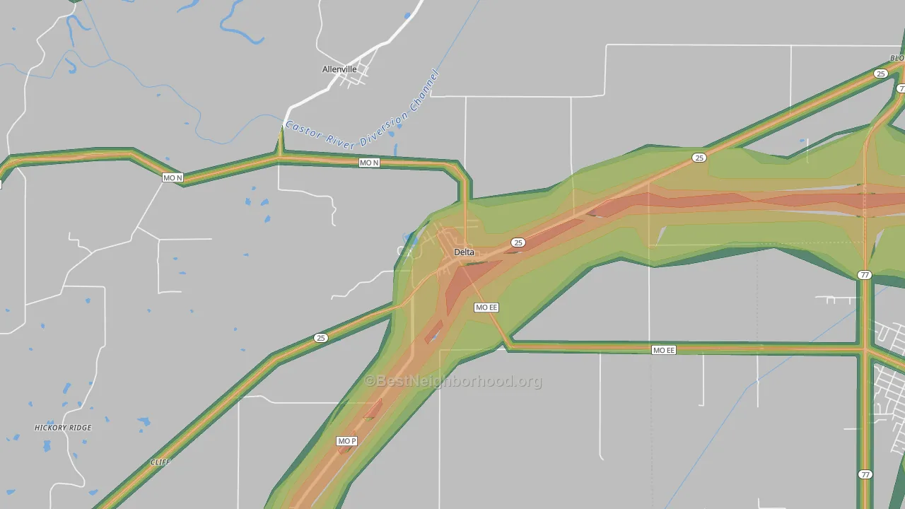 Delta, MO Map of Noise Levels in Delta