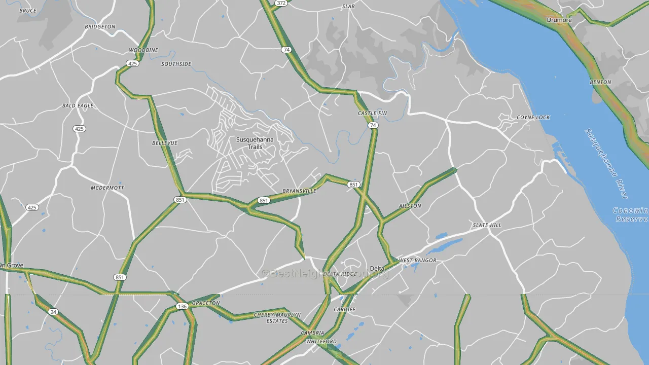 Delta, PA Map of Noise Levels in Delta