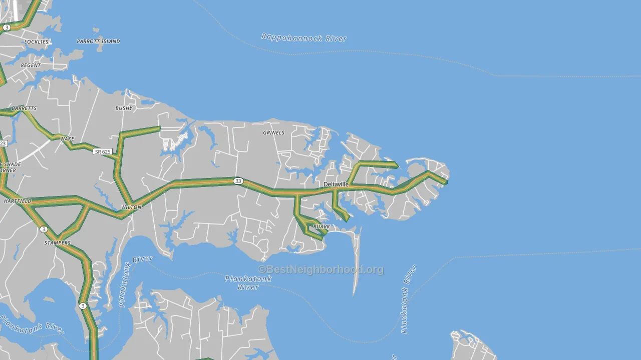 Deltaville, VA Map of Noise Levels in Deltaville