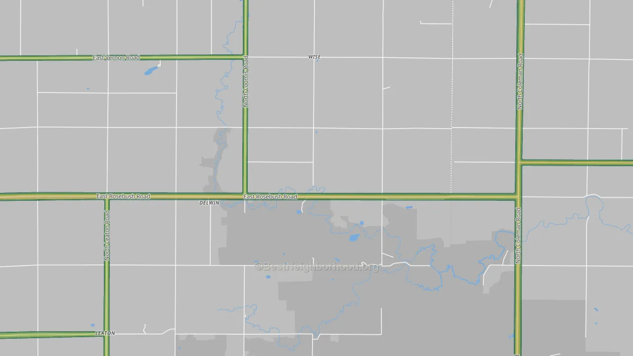 Delwin, MI Map of Noise Levels in Delwin