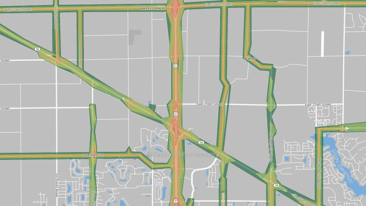 Deming, IN Map of Noise Levels in Deming