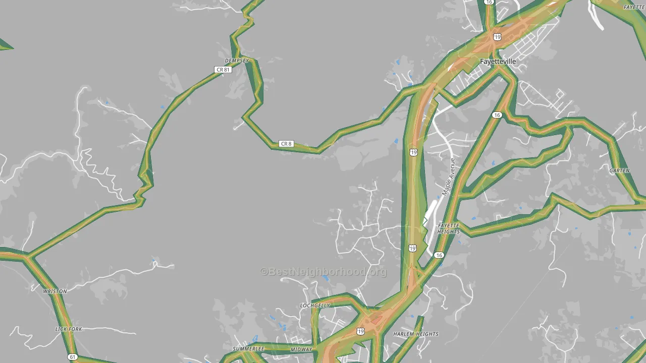 Dempsey, WV Map of Noise Levels in Dempsey