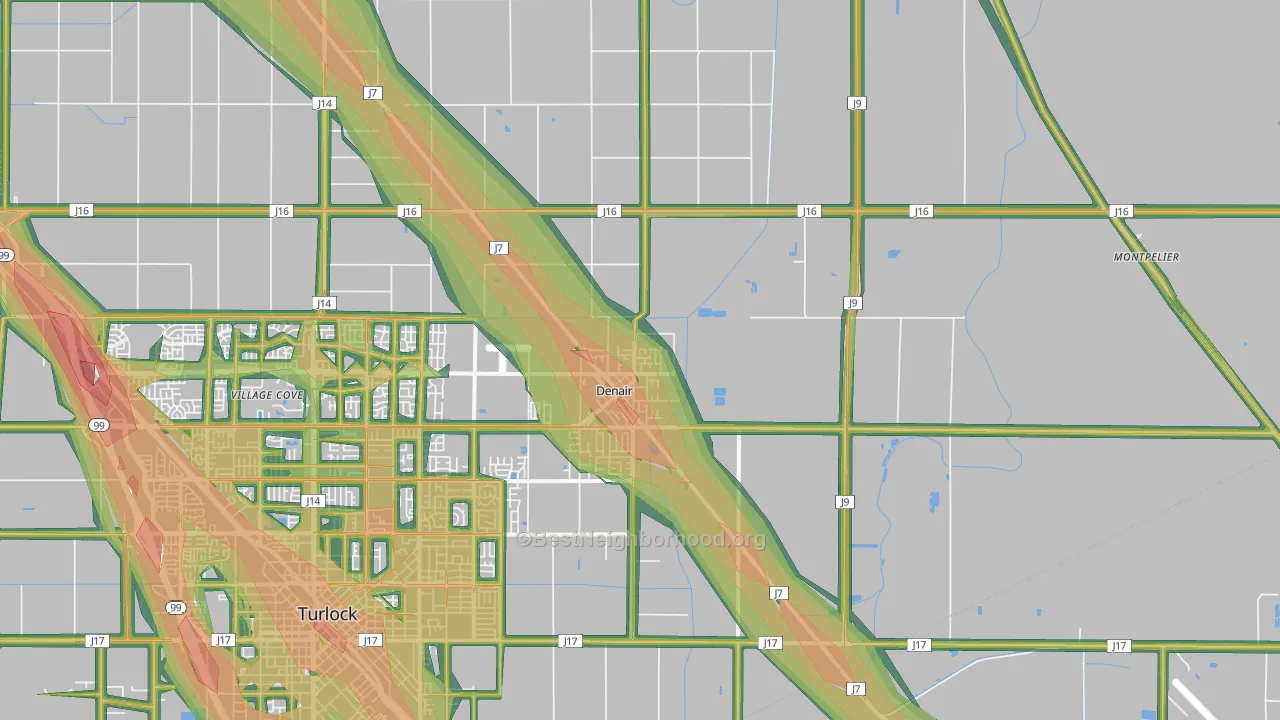 Denair, CA Map of Noise Levels in Denair