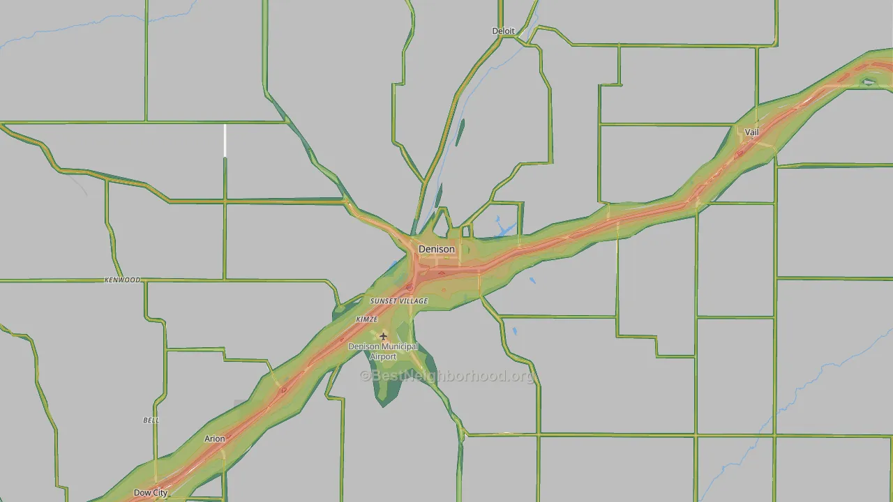 Denison, IA Map of Noise Levels in Denison