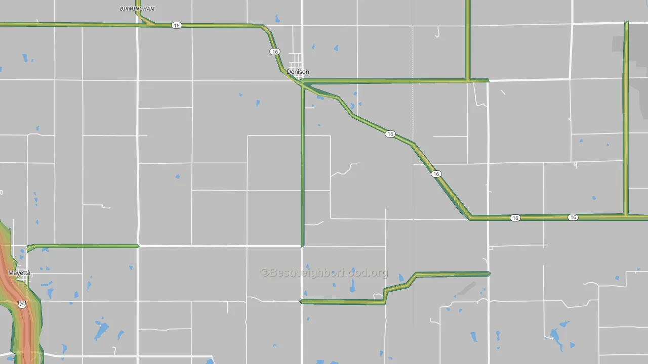 Denison, KS Map of Noise Levels in Denison
