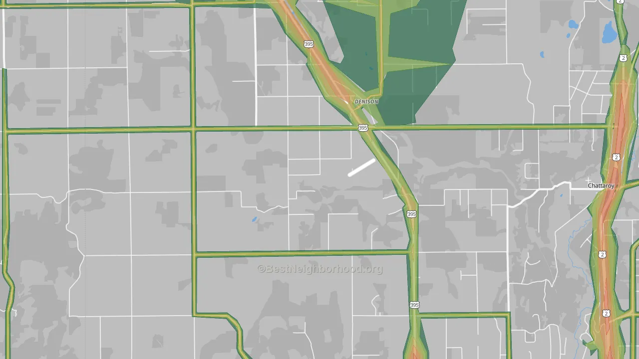 Denison, WA Map of Noise Levels in Denison