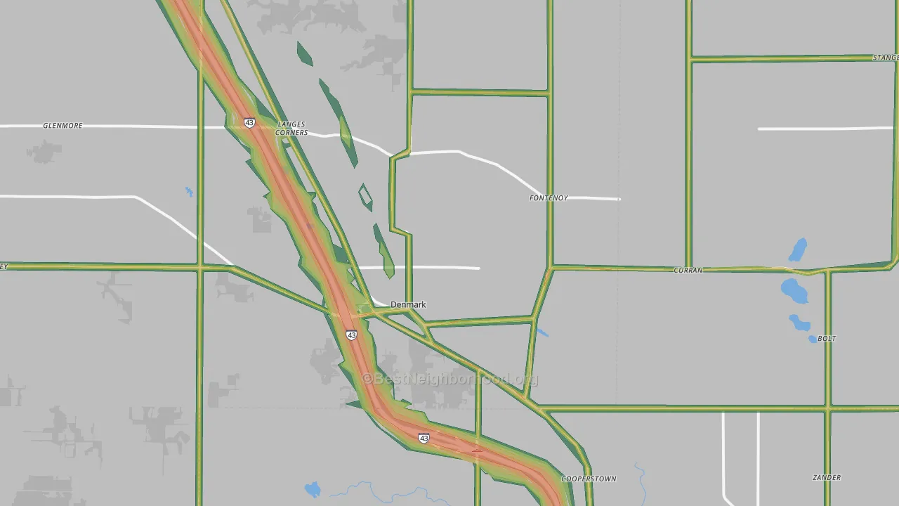 Denmark, WI Map of Noise Levels in Denmark