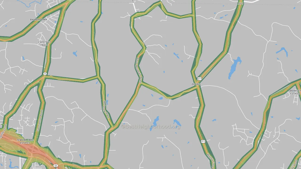 Dennis, NC Map of Noise Levels in Dennis