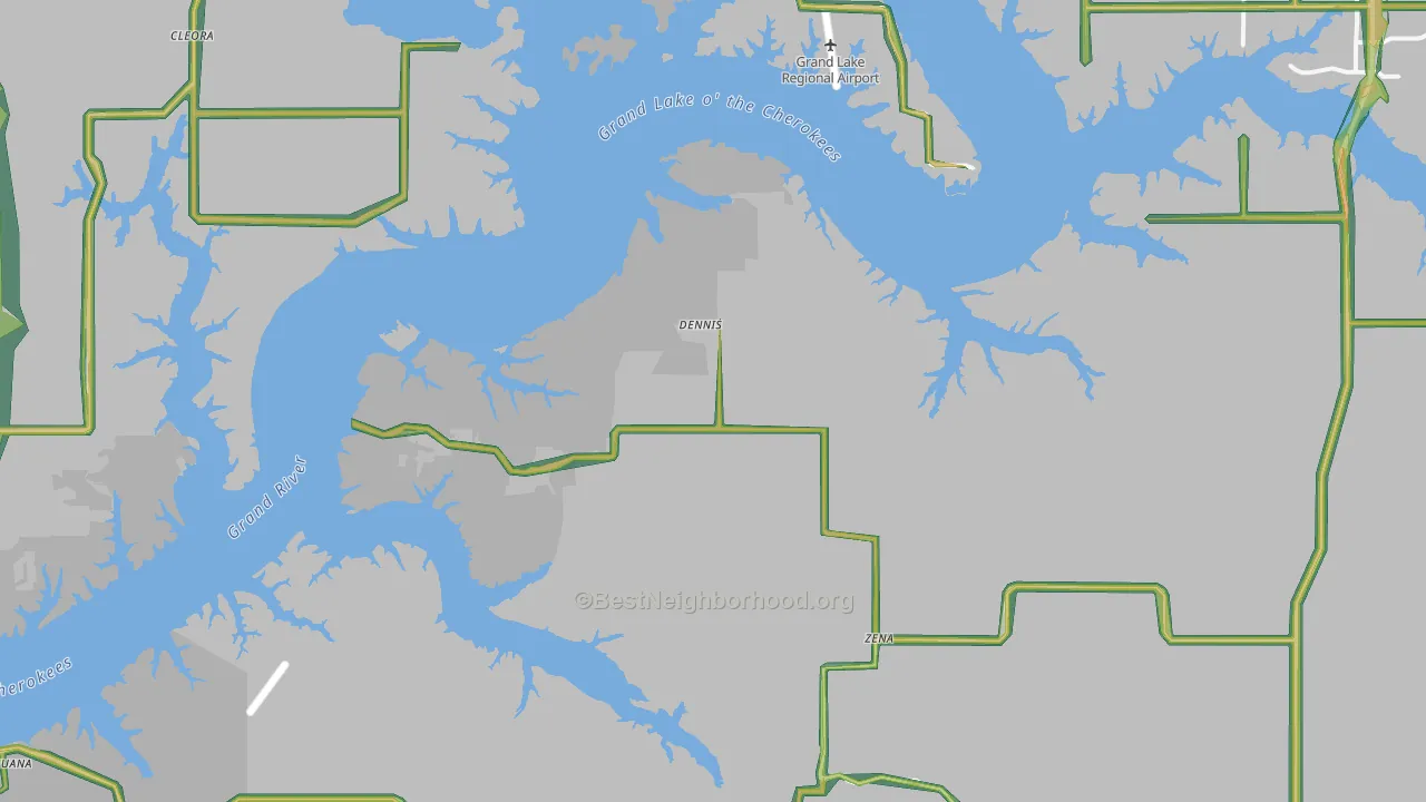 Dennis, OK Map of Noise Levels in Dennis
