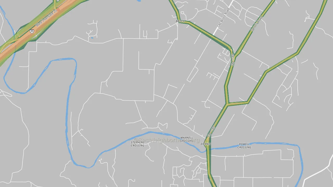 Dennis, TX Map of Noise Levels in Dennis