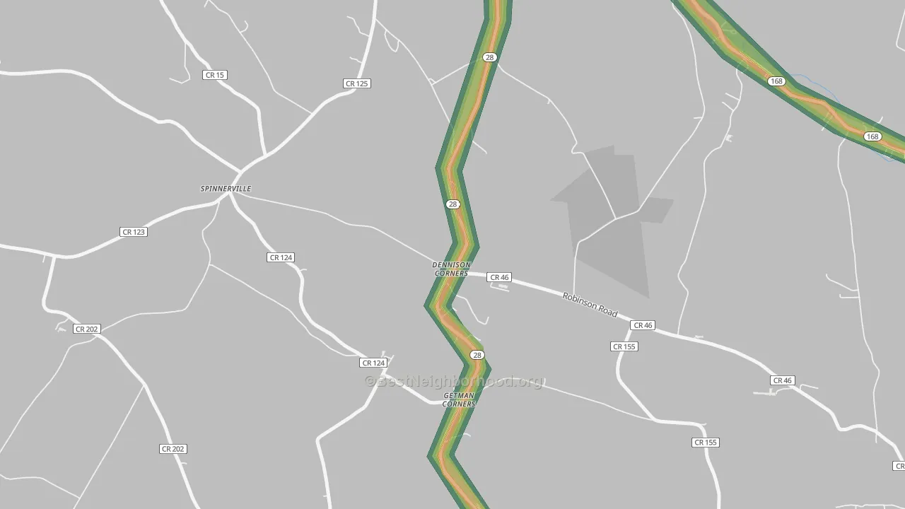 Dennison Corners, NY Map of Noise Levels in Dennison Corners