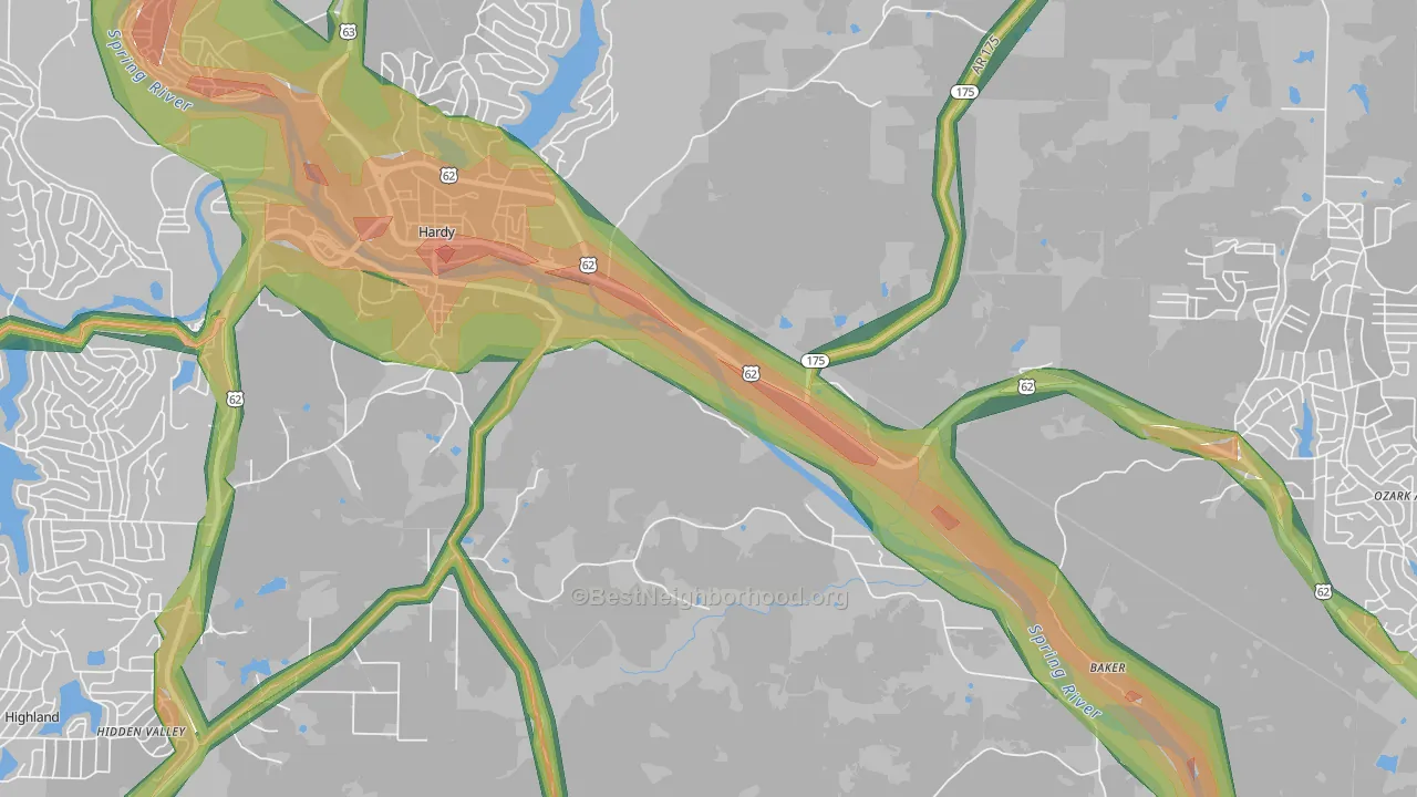 Dennison Heights, AR Map of Noise Levels in Dennison Heights