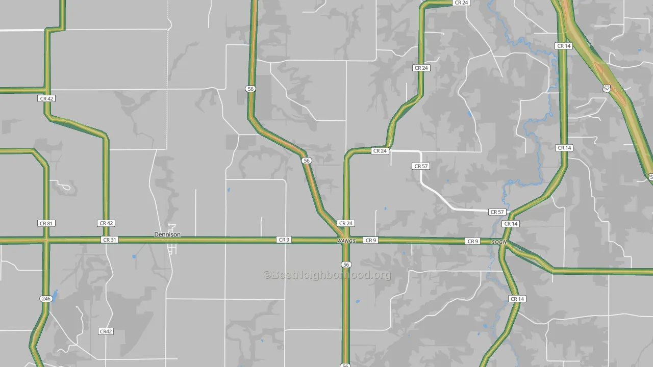 Dennison, MN Map of Noise Levels in Dennison