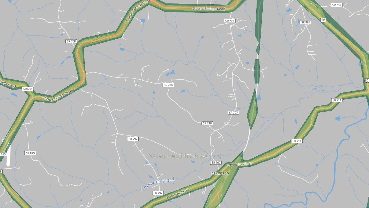 Denniston, VA Map of Noise Levels in Denniston