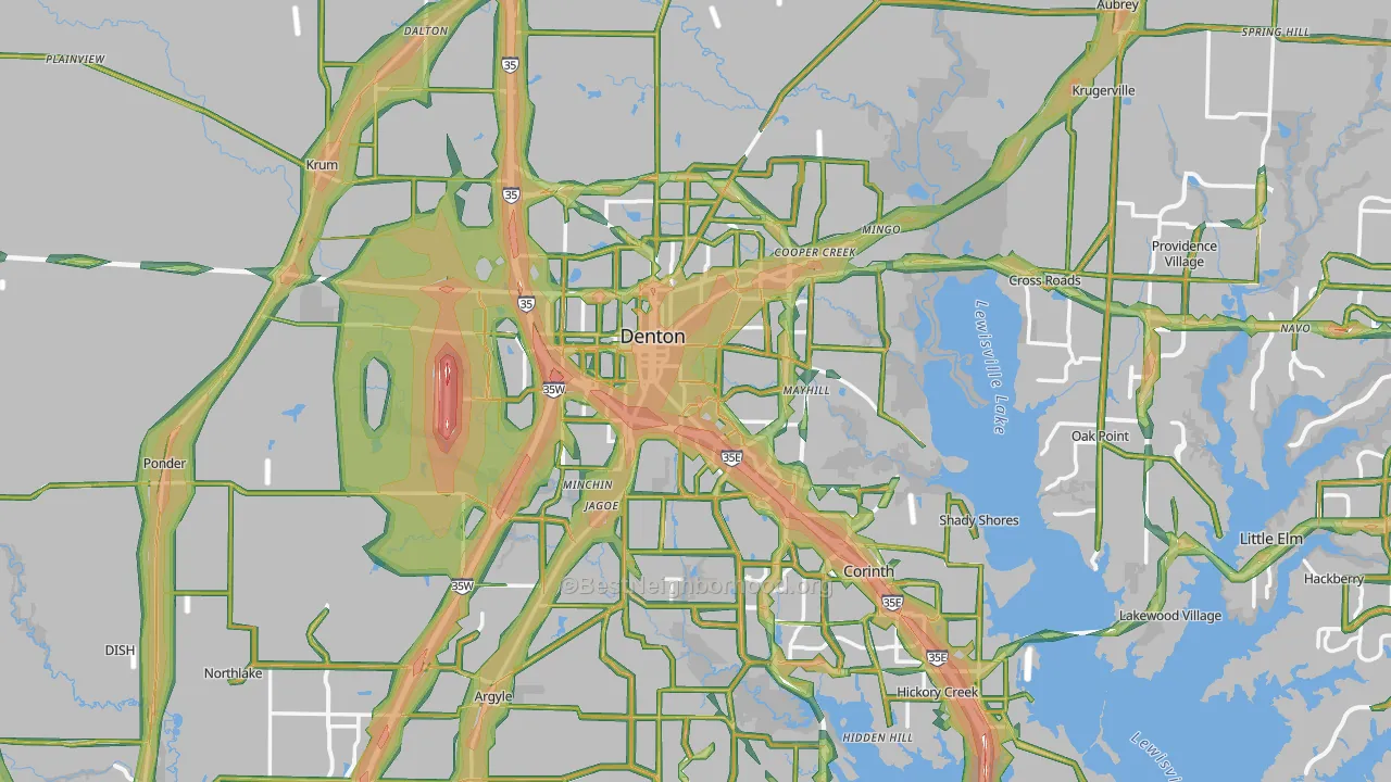 Denton, TX Map of Noise Levels in Denton