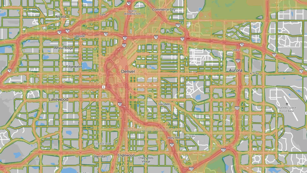 Denver, CO Map of Noise Levels in Denver