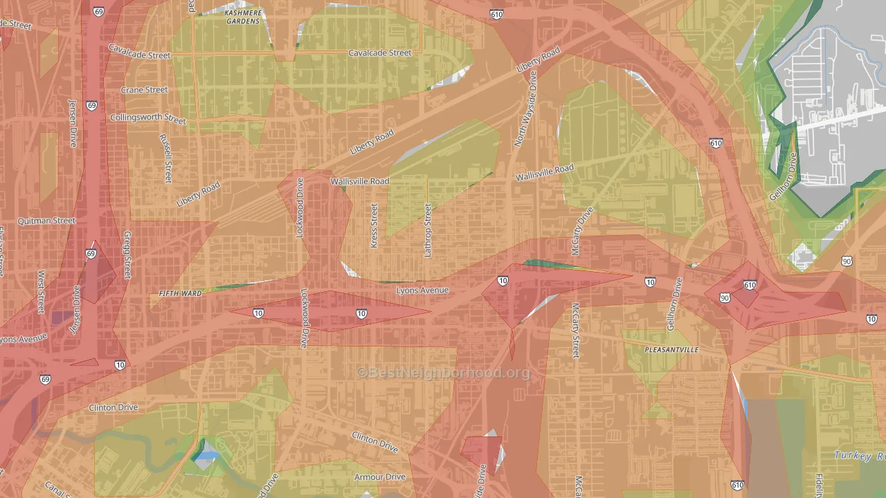 Denver Harbor-Port Houston, Houston, TX Map of Noise Levels in Denver Harbor-Port Houston
