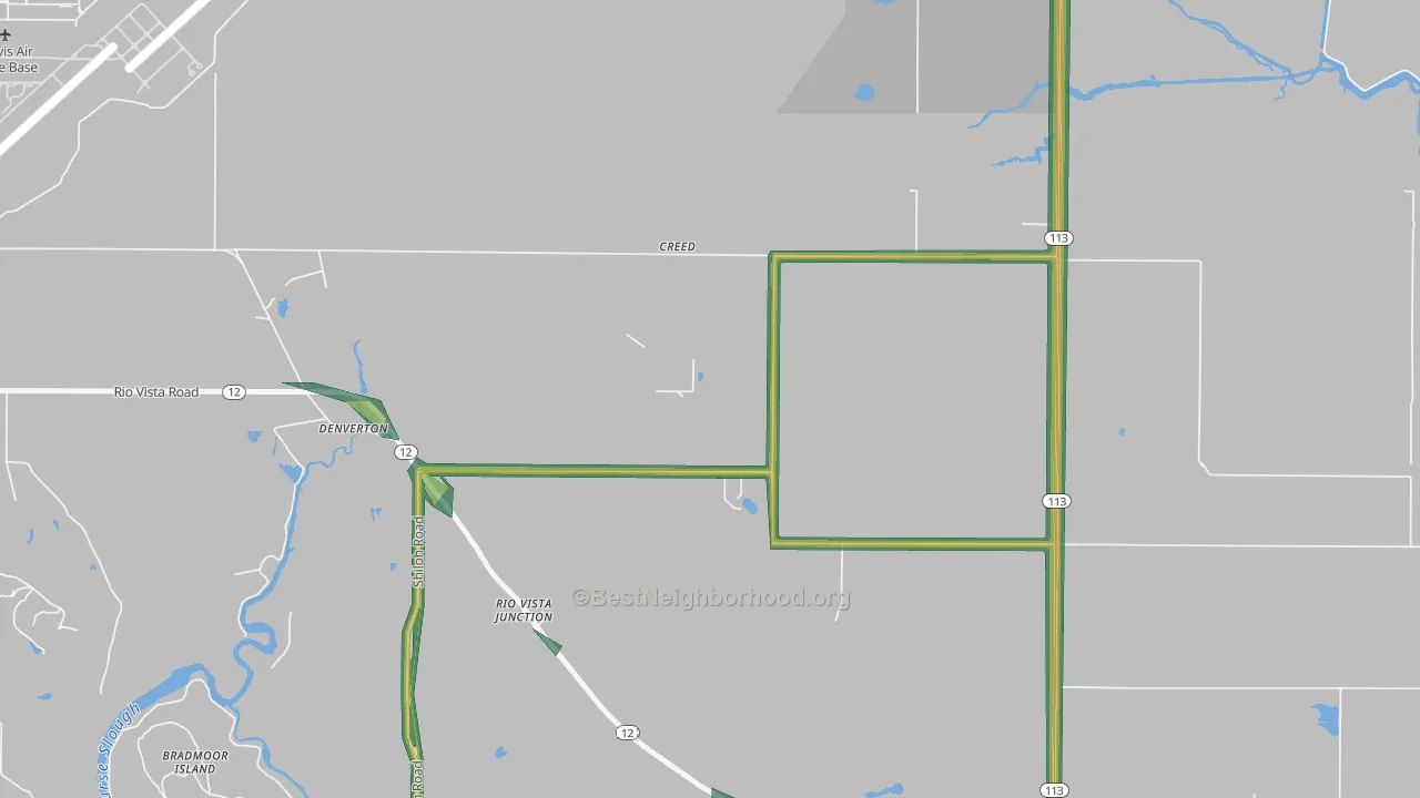 Denverton, CA Map of Noise Levels in Denverton