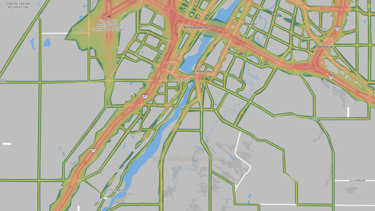 DePere, WI Map of Noise Levels in DePere