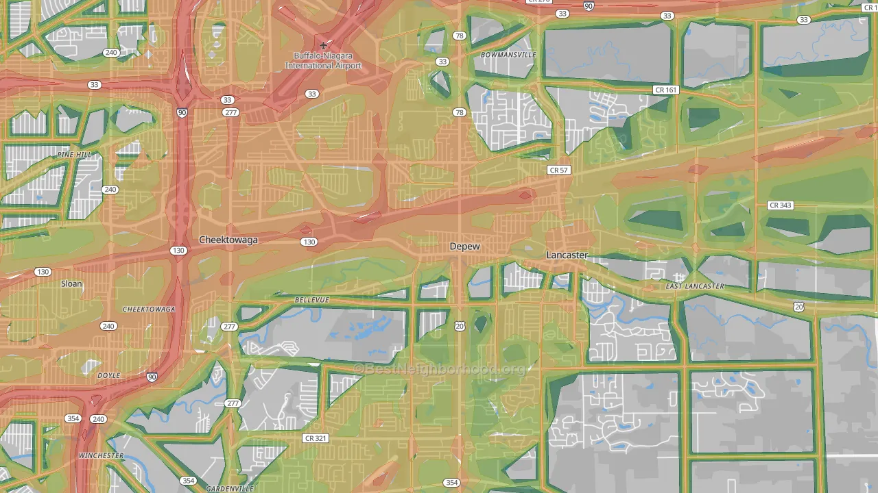 DePew, NY Map of Noise Levels in DePew