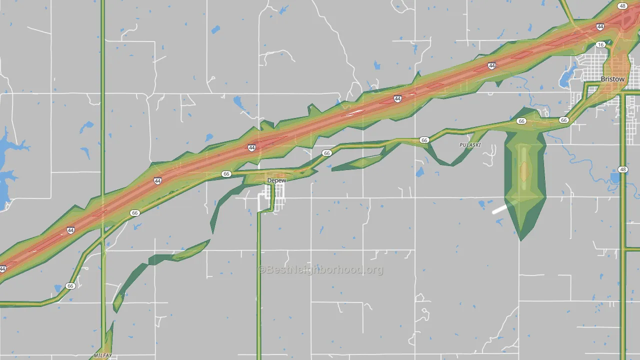 DePew, OK Map of Noise Levels in DePew