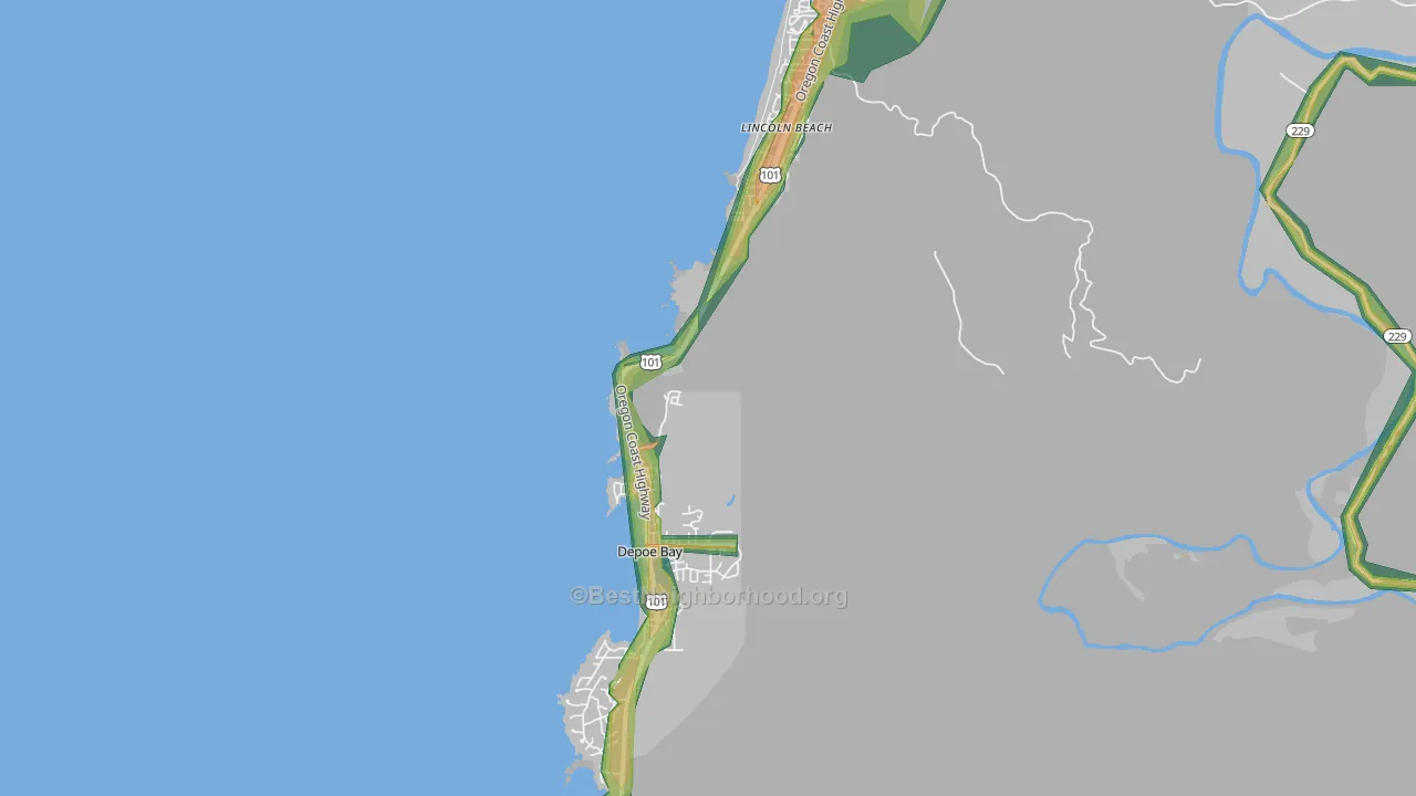 Depoe Bay, OR Map of Noise Levels in Depoe Bay