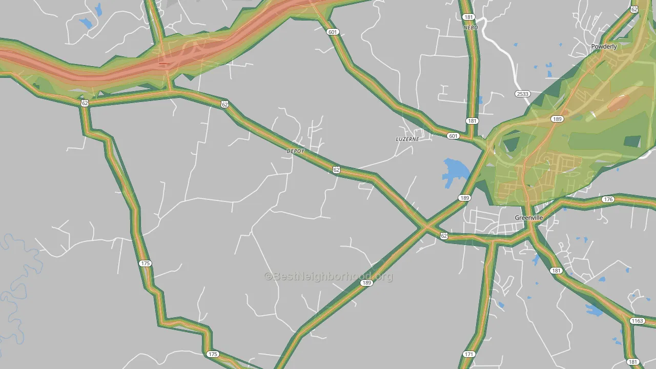 Depoy, KY Map of Noise Levels in Depoy