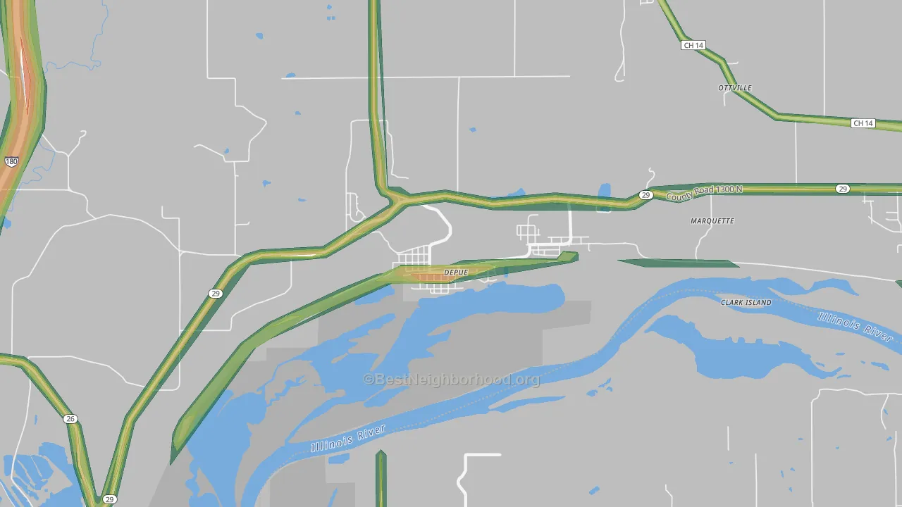 DePue, IL Map of Noise Levels in DePue