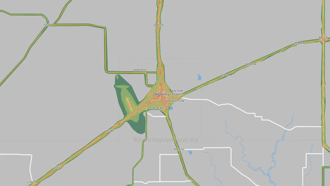 Dequincy, LA Map of Noise Levels in Dequincy