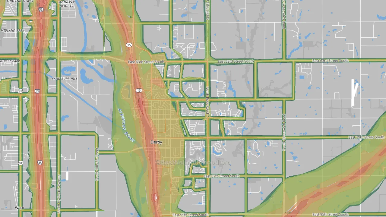 Derby, KS Map of Noise Levels in Derby