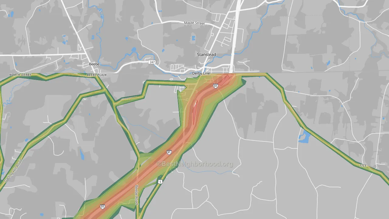 Derby Line, VT Map of Noise Levels in Derby Line