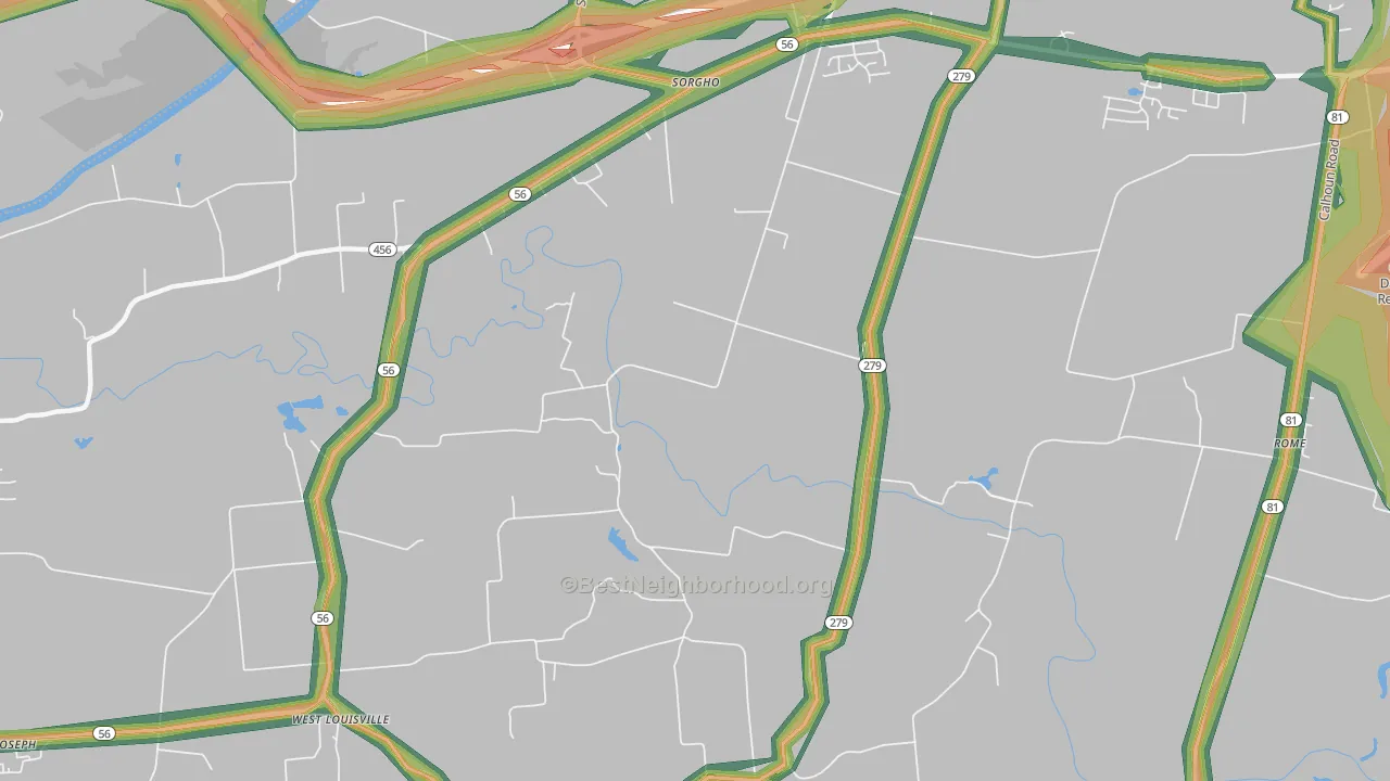 Dermont, KY Map of Noise Levels in Dermont