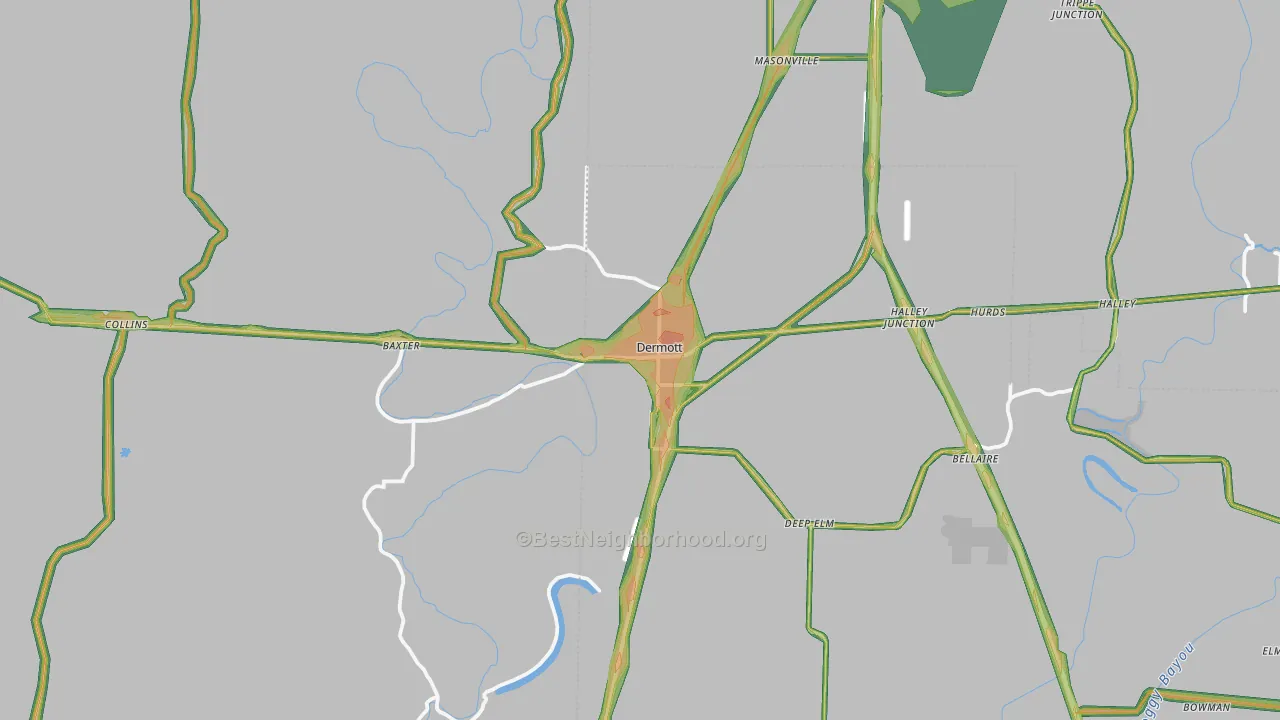 Dermott, AR Map of Noise Levels in Dermott