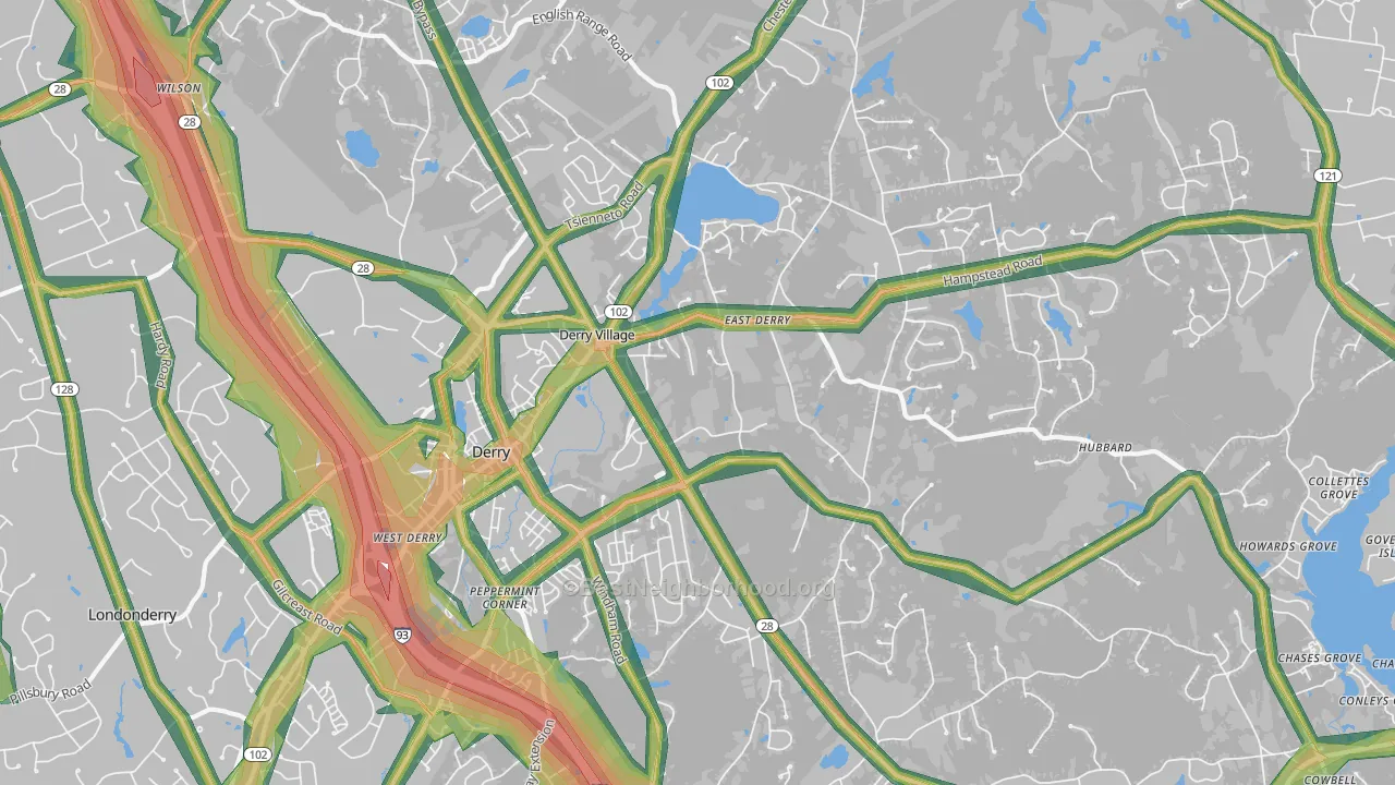 Derry, NH Map of Noise Levels in Derry