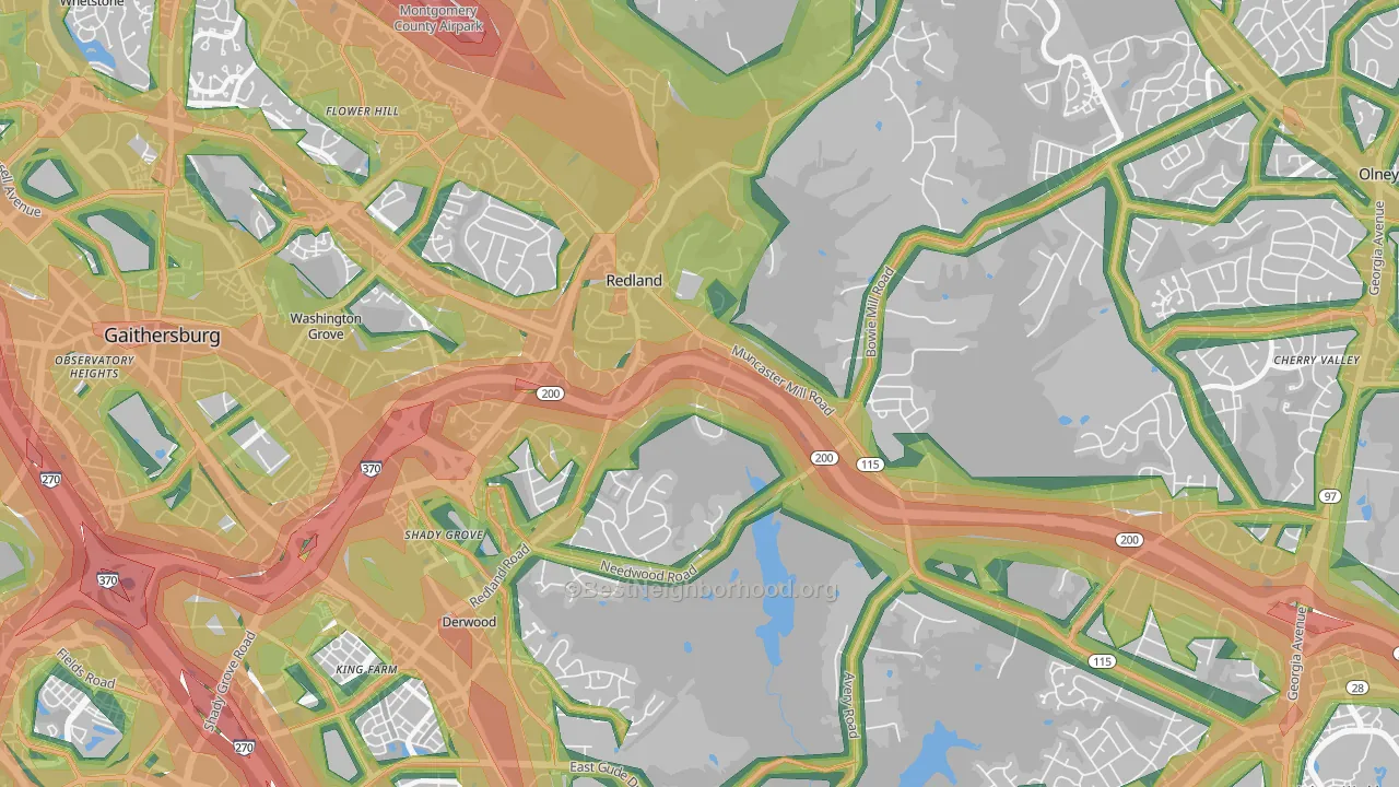 Derwood, MD Map of Noise Levels in Derwood
