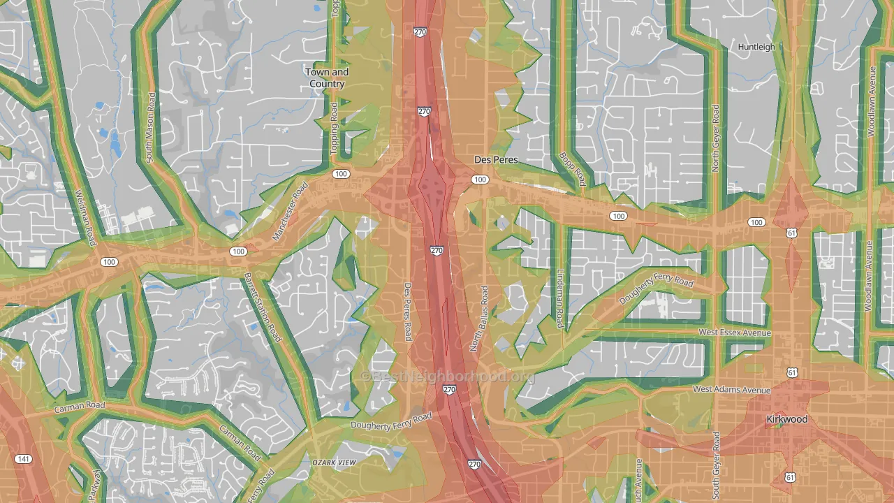 Des Peres, MO Map of Noise Levels in Des Peres