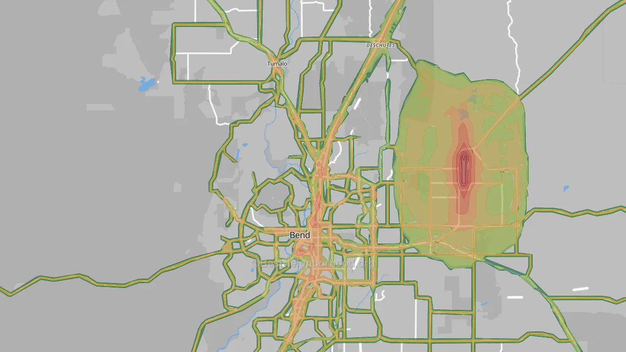 Deschutes County, OR Map of Noise Levels in Deschutes County