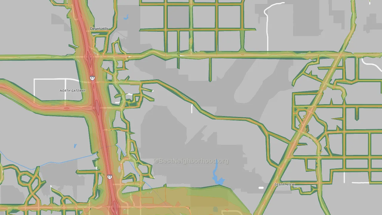 Desert Hills, Cave Creek, AZ Map of Noise Levels in Desert Hills