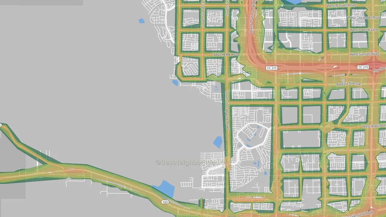 Desert Hills, Las Vegas, NV Map of Noise Levels in Desert Hills