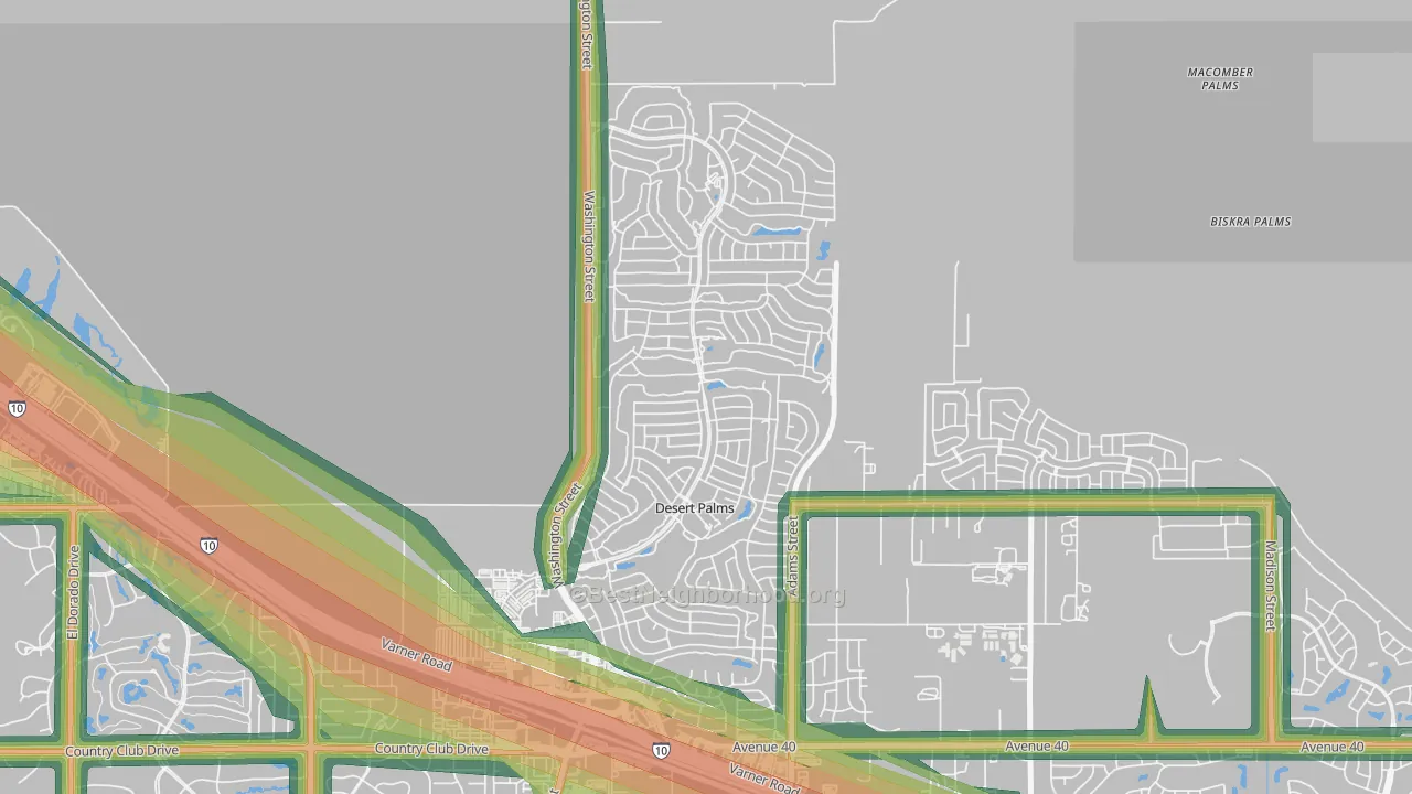 Desert Palms, CA Map of Noise Levels in Desert Palms