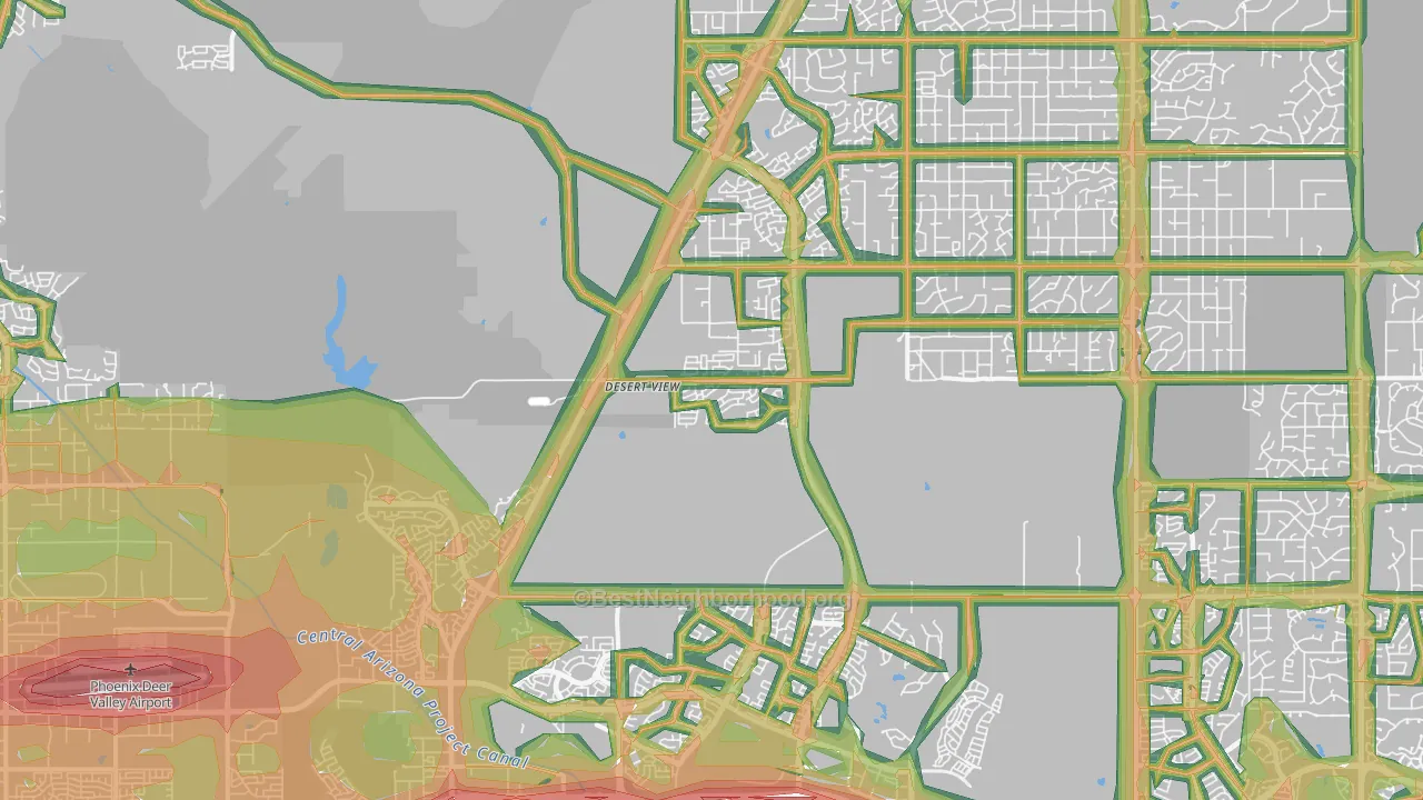 Desert View, Phoenix, AZ Map of Noise Levels in Desert View