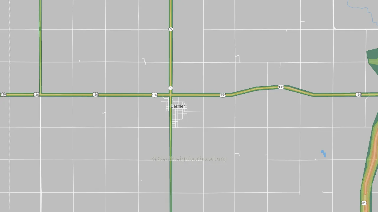 Deshler, NE Map of Noise Levels in Deshler