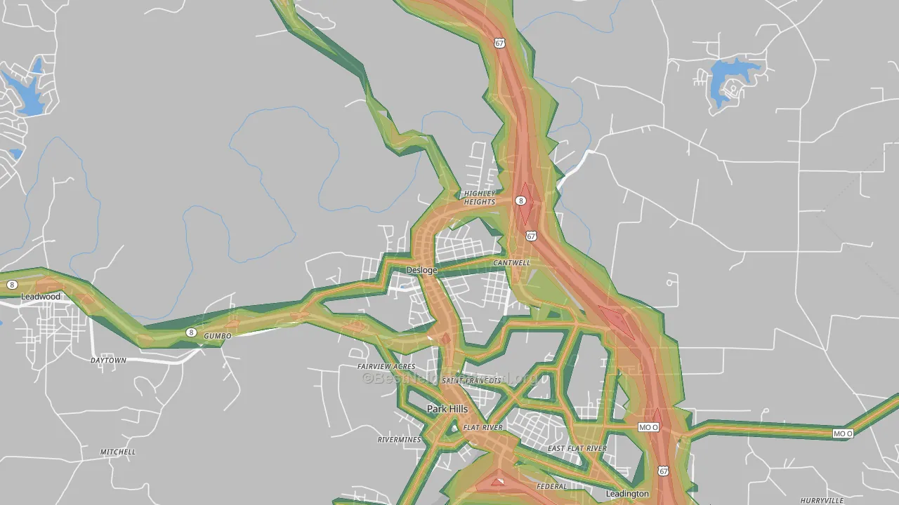 Desloge, MO Map of Noise Levels in Desloge