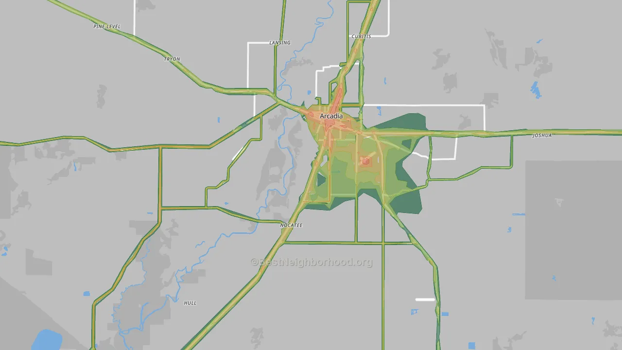 DeSoto County, FL Map of Noise Levels in DeSoto County